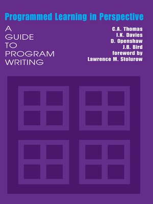 cover image of Programmed Learning in Perspective